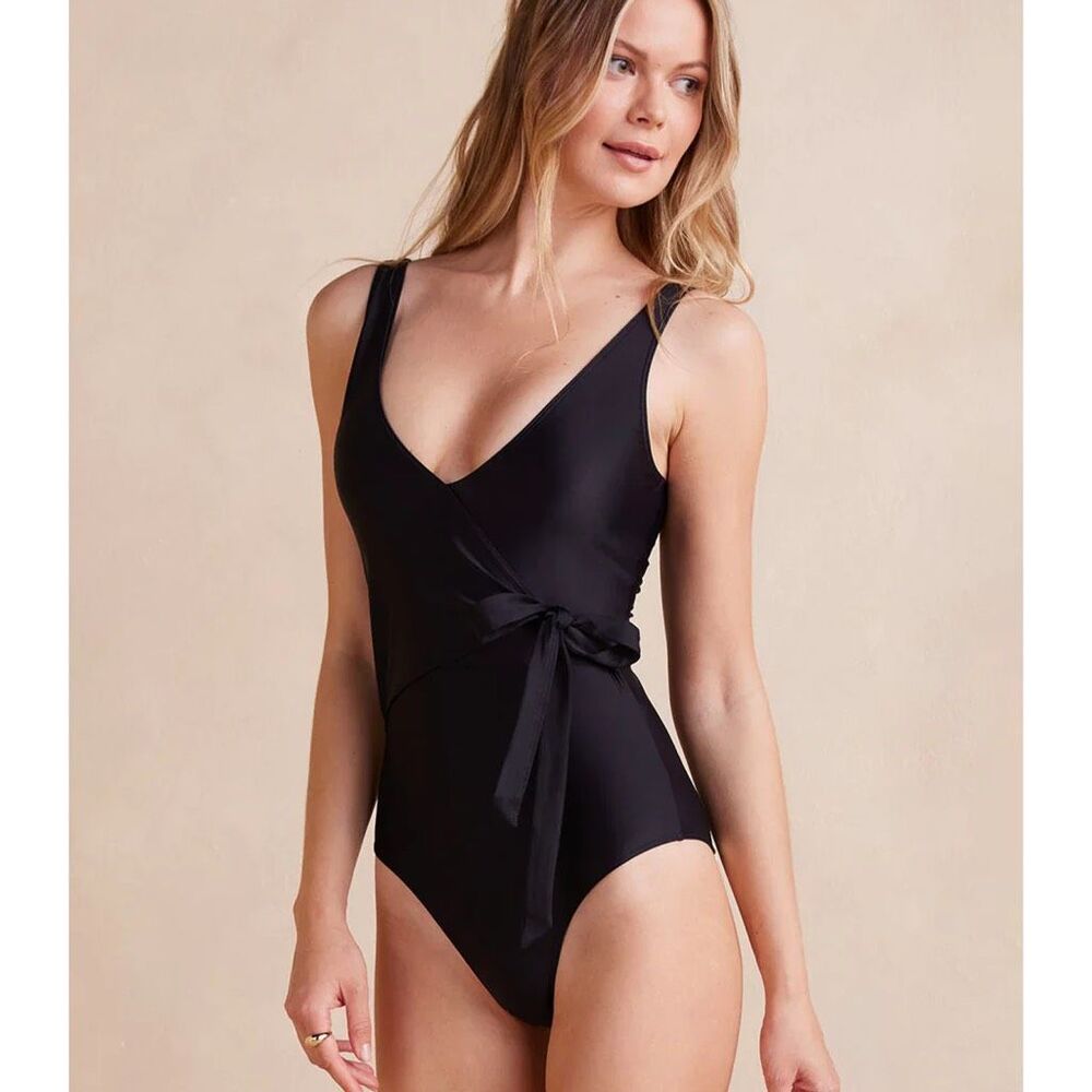 SUMMERSALT The Perfect Wrap One-Piece Swimsuit Sea Urchin Black Size 10